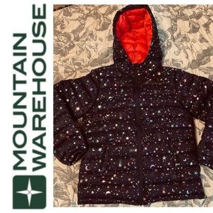 5/$30 Mountain Warehouse Navy/Design Girls Ski Jacket. EUC Size 9/10